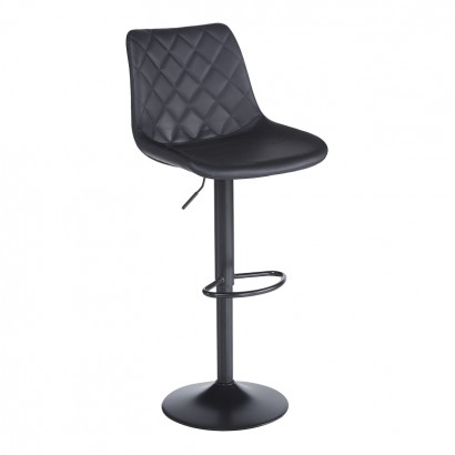 Σκαμπό μπαρ Libra pakoworld pu-μέταλλο σε μαύρη απόχρωση 49x55x115εκ