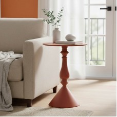 Βοηθητικό τραπέζι Lalou pakoworld μέταλλο σε απόχρωση terracotta Φ40x55εκ