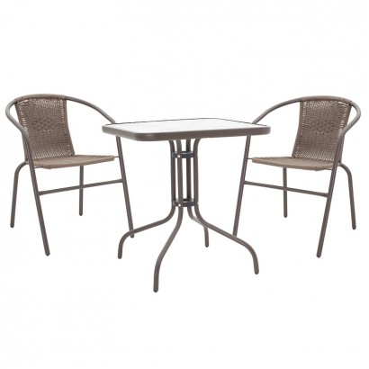 Τραπεζαρία Watson-Obbi σετ 3τεμ pakoworld pe καφέ-μέταλλο 70x70x70εκ Τραπεζαρία Watson-Obbi σετ 3τεμ pakoworld pe καφέ-μέταλλο 70x70x70εκ