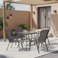 Τραπεζαρία Valor-Calan σετ 5τεμ pakoworld μέταλλο-textilene ανθρακί 110x60x70εκ