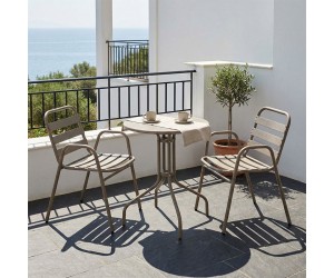 Tραπεζαρία Sussie-Vergo pakoworld σετ 3τεμ σαμπανιζέ μέταλλο-αλουμίνιο Φ60x70εκ