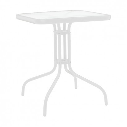 Τραπέζι Watson pakoworld μέταλλο λευκό- γυαλί 70x70x70εκ