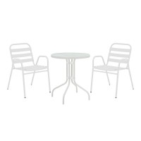 Τραπεζαρία Watson-Sussie pakoworld σετ 3τεμ μέταλλο λευκό-γυαλί Φ60x70εκ