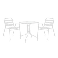 Τραπεζαρία Watson-Sussie pakoworld σετ 3τεμ μέταλλο λευκό- γυαλί 70x70x70εκ