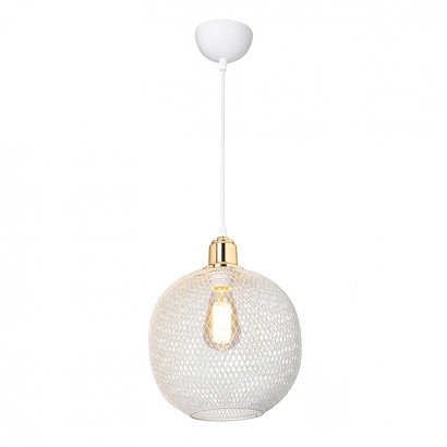 Φωτιστικό οροφής μονόφωτο PWL-0977 pakoworld Ε27 λευκό-χρυσό Φ26x33εκ