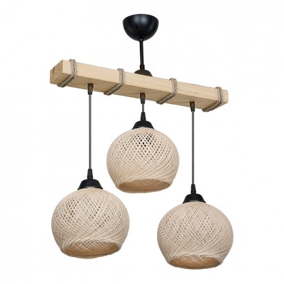 Φωτιστικό οροφής τρίφωτο Fiona pakoworld Ε27 κρεμ-φυσικό 50x20x63εκ