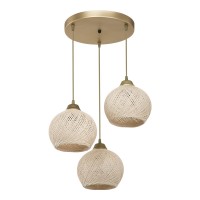 Φωτιστικό οροφής τρίφωτο PWL-1121 pakoworld Ε27 κρεμ-χρυσό Φ40x75εκ