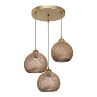 Φωτιστικό οροφής τρίφωτο PWL-1121 pakoworld Ε27 μπεζ-χρυσό Φ40x80εκ