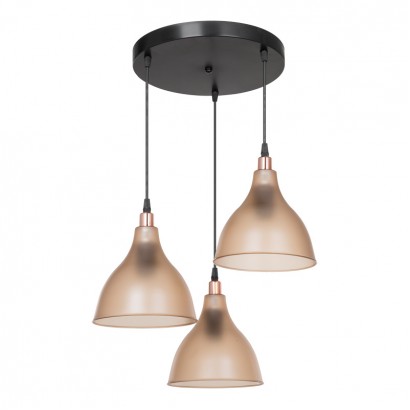 Φωτιστικό οροφής τρίφωτο Orazio pakoworld Ε27 μελί-μαύρο Φ40x80εκ