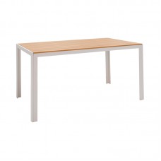 Τραπέζι Nares pakoworld αλουμίνιο λευκό-plywood φυσικό 140x80x72.5εκ