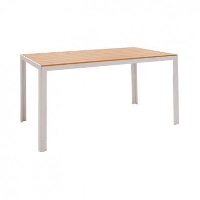 Τραπέζι Nares pakoworld αλουμίνιο λευκό-plywood φυσικό 140x80x72.5εκ