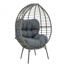 Πολυθρόνα Nestie pakoworld wicker rattan γκρι-μεταλλικό γκρι πόδι-γκρι μαξιλάρι 102x80x155εκ Πολυθρόνα Nestie pakoworld wicker rattan γκρι-μεταλλικό γκρι πόδι-γκρι μαξιλάρι 102x80x155εκ