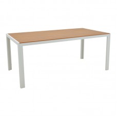 Τραπέζι Nares pakoworld αλουμίνιο λευκό-plywood φυσικό 180x90x72.5εκ Τραπέζι Nares pakoworld αλουμίνιο λευκό-plywood φυσικό 180x90x72.5εκ