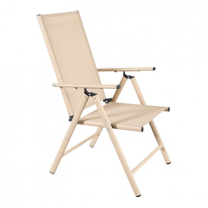 Πολυθρόνα Candor pakoworld σαμπανί μέταλλο με textilene 51.5x63.5x107εκ