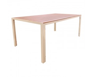 Τραπέζι Nares pakoworld αλουμίνιο cappuccino-plywood σε φυσική απόχρωση 140x80x72.5εκ
