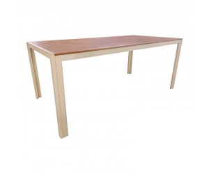 Τραπέζι Nares pakoworld αλουμίνιο cappuccino-plywood σε φυσική απόχρωση 180x90x72.5εκ