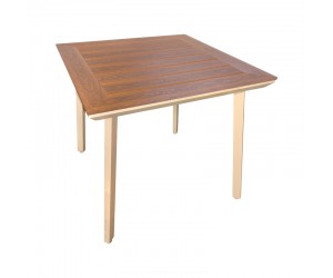 Τραπέζι Synergy pakoworld αλουμίνιο cappuccino-plywood σε φυσική απόχρωση 80x80x74εκ