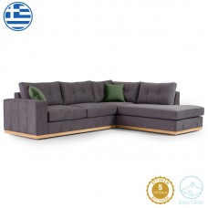 Γωνιακός καναπές αριστερή γωνία Boston pakoworld ύφασμα ανθρακί-κυπαρισσί 280x225x90εκ