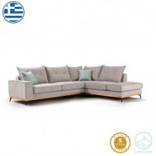 Γωνιακός καναπές αριστερή γωνία Luxury II pakoworld ύφασμα elephant-ciel 290x235x95εκ