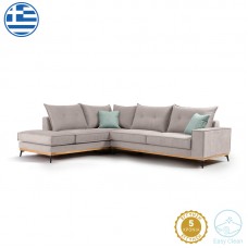 Γωνιακός καναπές δεξιά γωνία Luxury II pakoworld ύφασμα elephant-ciel 290x235x95εκ