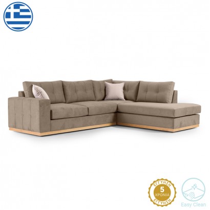 Γωνιακός καναπές αριστερή γωνία Boston pakoworld ύφασμα mocha-cream 280x225x90εκ