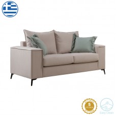 Καναπές Verona pakoworld 2θέσιος κρεμ ύφασμα με μαξιλάρια σε μέντα απόχρωση 173x93x100εκ