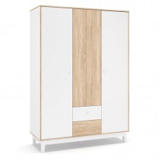 Ντουλάπα Awell pakoworld τρίφυλλη sonoma-λευκό 153.5x54.5x216εκ