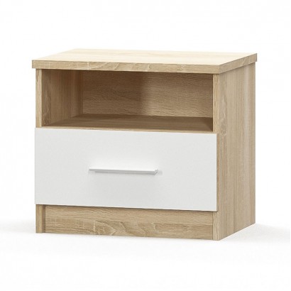 Κομοδίνο Geneva pakoworld φυσικό-λευκό 50x37x45.5εκ Κομοδίνο Geneva pakoworld φυσικό-λευκό 50x37x45.5εκ