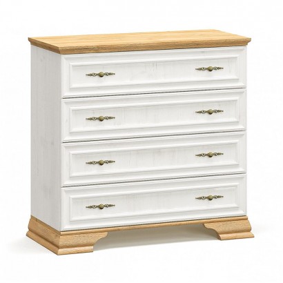 Συρταριέρα Jaden pakoworld 4ων συρταριών golden oak-λευκό antique 93,5x39x88,5εκ