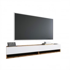 Έπιπλο τηλεόρασης επιτοίχιο Handra pakoworld λευκό-oak 180x31,5x29,5εκ Έπιπλο τηλεόρασης επιτοίχιο Handra pakoworld λευκό-oak 180x31,5x29,5εκ