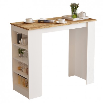 Τραπέζι μπαρ Riff pakoworld λευκό-oak 120x51.5x101.5εκ Τραπέζι μπαρ Riff pakoworld λευκό-oak 120x51.5x101.5εκ