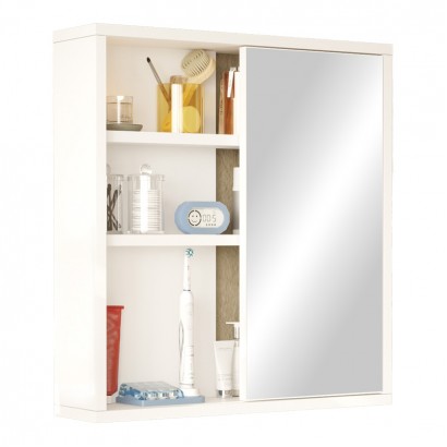 Ντουλάπι μπάνιου Bagno με καθρέπτη pakoworld σε λευκή απόχρωση 60x14.5x63.6εκ