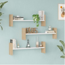 Ραφιέρα τοίχου Mento pakoworld λευκό με oak 75,6x14,5x23,6εκ