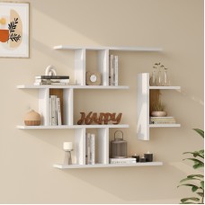 Ραφιέρα τοίχου Ledia pakoworld λευκό με oak 110,6x14,5x78εκ