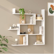 Ραφιέρα τοίχου Maze pakoworld λευκό με oak 93,3x14,5x90εκ
