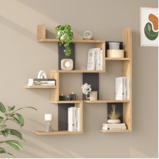 Ραφιέρα τοίχου Maze pakoworld oak με ανθρακί 93,3x14,5x90εκ