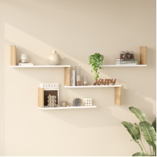 Ραφιέρα τοίχου Flear pakoworld λευκό με oak 179x14,5x76,2εκ Ραφιέρα τοίχου Flear pakoworld λευκό με oak 179x14,5x76,2εκ