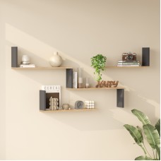Ραφιέρα τοίχου Flear pakoworld oak με ανθρακί 179x14,5x76,2εκ Ραφιέρα τοίχου Flear pakoworld oak με ανθρακί 179x14,5x76,2εκ