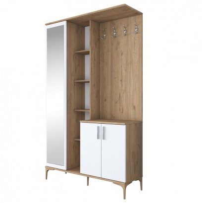 Έπιπλο εισόδου Zozmo pakoworld καρυδί-λευκό μελαμίνης 120x37.5x198.6εκ