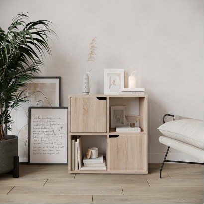 Βιβλιοθήκη Bookel pakoworld σε sonoma απόχρωση 59.6x27.5x60.4εκ