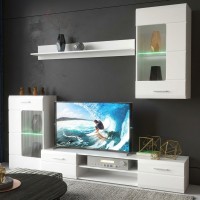 Σύνθετο σαλονιού Saleto pakoworld λευκό 230.2x39.6x202.4εκ