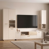 Σύνθετο σαλονιού Norda pakoworld κρεμ με oak 187x40x58,4εκ Σύνθετο σαλονιού Norda pakoworld κρεμ με oak 187x40x58,4εκ