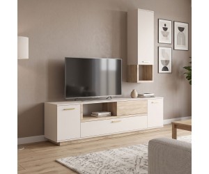 Σύνθετο σαλονιού Norda pakoworld κρεμ με oak 187x40x58.4εκ Σύνθετο σαλονιού Norda pakoworld κρεμ με oak 187x40x58.4εκ