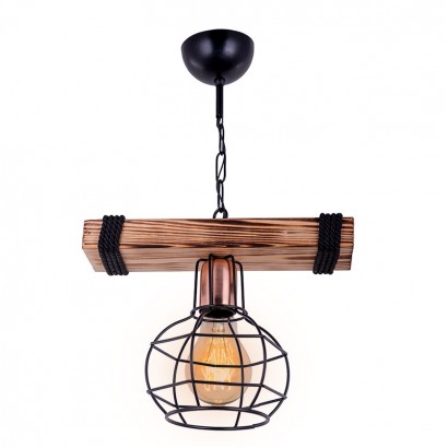 Φωτιστικό οροφής μονόφωτο PWL-1033 pakoworld Ε27 καρυδί-μαύρο 28.5x15x50εκ