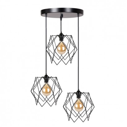 Φωτιστικό οροφής τρίφωτο Zocie pakoworld Ε27 μαύρο Φ30x85εκ