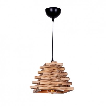 Φωτιστικό οροφής μονόφωτο Ava pakoworld E27 φυσικό-μαύρο 20x20x65εκ