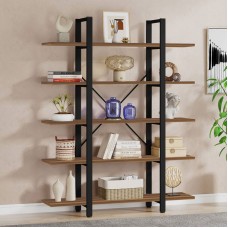 Βιβλιοθήκη Esthon pakoworld καρυδί-μαύρο μέταλλο 120x32x184εκ Βιβλιοθήκη Esthon pakoworld καρυδί-μαύρο μέταλλο 120x32x184εκ