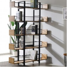 Βιβλιοθήκη Musha pakoworld μέταλλο μαύρο με oak απόχρωση 120x27x185εκ Βιβλιοθήκη Musha pakoworld μέταλλο μαύρο με oak απόχρωση 120x27x185εκ