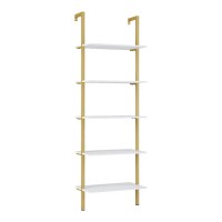 Ραφιέρα Τοίχου Harris pakoworld σε λευκή απόχρωση με χρυσό μεταλλικό σκελετό 60x22x200εκ