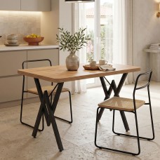 Τραπέζι Vertex pakoworld oak με μαύρα μεταλλικά πόδια 110x70x72εκ